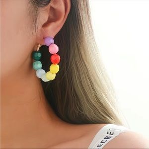 NEW Boho Beaded Colorful Hoops